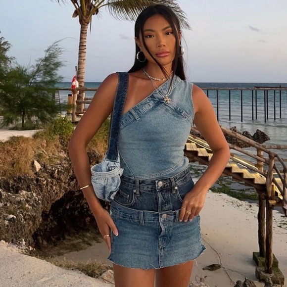 Zara Tops - Zara symmetrical denim top